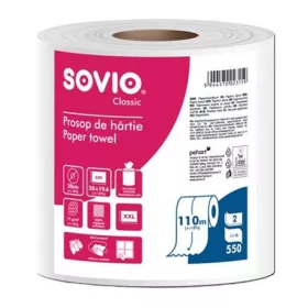   SOVIO Törlőpapír, tekercses, 110 m, 20 cm átmérő, 2 rétegű, SOVIO, hófehér