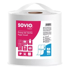   SOVIO Törlőpapír, tekercses, 212,6 m,  26,5 cm átmérő, 2 rétegű, SOVIO, hófehér