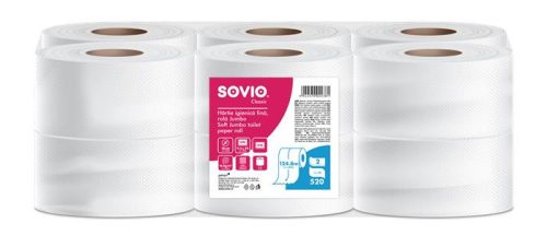 SOVIO Toalettpapír, 2 rétegű, 124,8 m, 18 cm átmérő, SOVIO