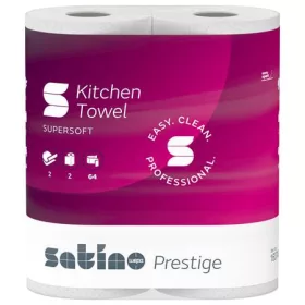  . Kéztörlő, 2 rétegű, 2 tekercses,  64 lapos, "Satino Prestige", fehér