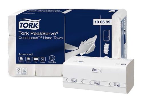 TORK Kéztörlő, hajtogatott, H5 rendszer, 1 rétegű, Advanced, TORK "PeakServe", fehér-szürke nyomat