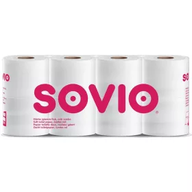   SOVIO Toalettpapír, 3 rétegű, 250 lap, 27,5 m, 8 tekercs, SOVIO