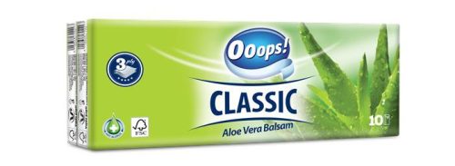 OOOPS Papír zsebkendő, 3 rétegű, 10x10 db, OOOPS "Classic", aloe vera