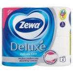   ZEWA Toalettpapír, 3 rétegű, 4 tekercses, ZEWA "Deluxe", fehér