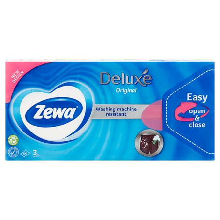 ZEWA Papír zsebkendő, 3 rétegű, 90 db, ZEWA "Deluxe", illatmentes