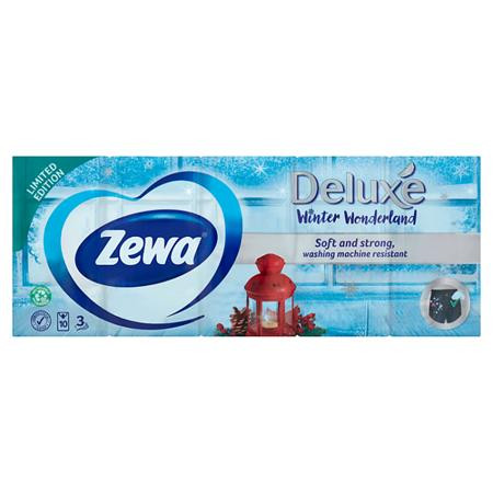 ZEWA Papír zsebkendő, 3 rétegű, 10x10 db, ZEWA "Deluxe", illatmentes