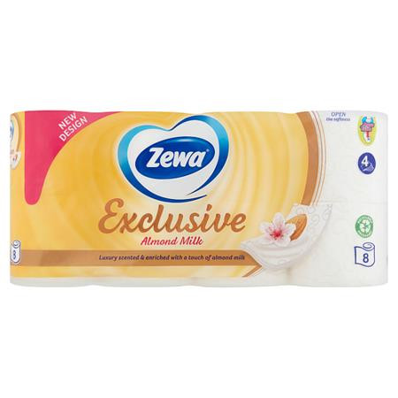 ZEWA Toalettpapír, 4 rétegű, kistekercses, 8 tekercs, ZEWA "Exclusive", almond milk