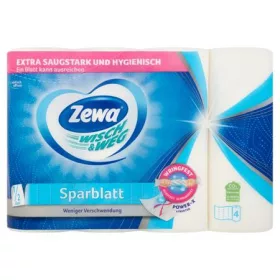   ZEWA Háztartási papírtörlő, 2 rétegű, 4 tekercses, ZEWA "Wisch&Weg sparblatt"