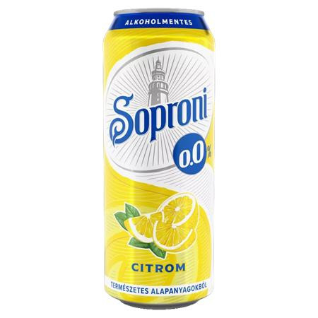 SOPRONI Alkoholmentes sör, 0,5 l, dobozos, SOPRONI "0.0%", citrom