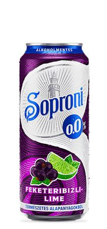 SOPRONI Alkoholmentes sör, 0,5 l, dobozos, SOPRONI "0.0%", feketeribizli-lime