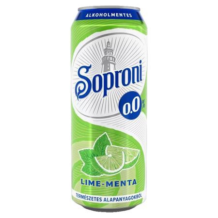 SOPRONI Alkoholmentes sör, 0,5 l, dobozos, SOPRONI "0.0%", lime-menta