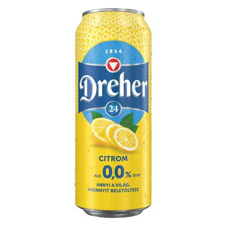 DREHER Alkoholmentes sör, 0,5 l, dobozos, DREHER "24", citrom