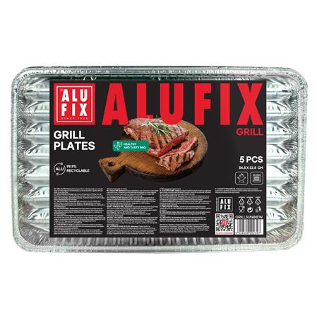 ALUFIX Grilltálca, 34,5x22,5 cm, négyszögletű, 5 db, ALUFIX