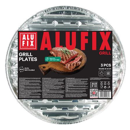 ALUFIX Grilltálca, 34 cm, kör alakú, 3 db, ALUFIX