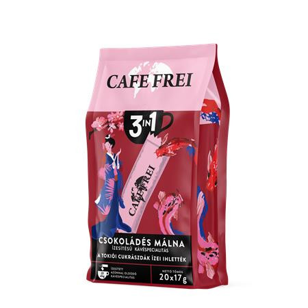 CAFE FREI Instant kávé, 20x17 g, CAFE FREI "Tokiói csokoládés málna 3 in 1"
