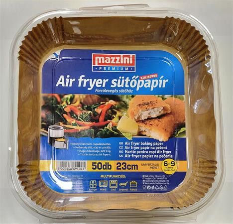 MAZZINI Sütőpapír, szilikonos, Air Fryer készülékhez, szögletes, 23 cm, 50 db, MAZZINI "Premium"