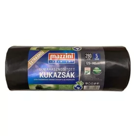   MAZZINI Nagykukazsák, extra erős, 280 l, 5 db, 120x140 cm, 45 µ, MAZZINI "Premium", fekete