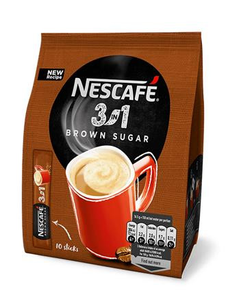 NESCAFE Instant kávé stick, 10x16,5 g, NESCAFÉ "3in1", barna cukorral