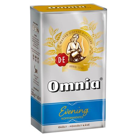 DOUWE EGBERTS Kávé, pörkölt, őrölt, vákuumos csomagolásban, 250 g, DOUWE EGBERTS "Omnia Evening", Koffeinmentes