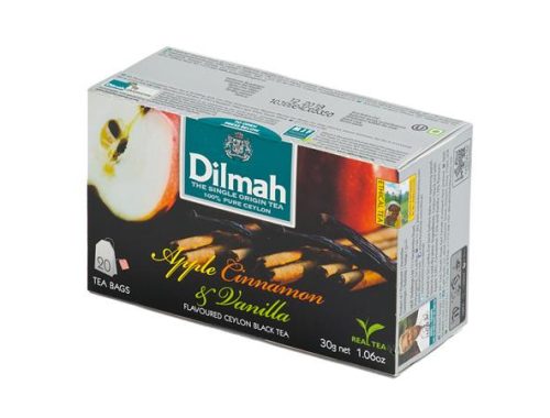 DILMAH Fekete tea, 20x1,5g, DILMAH, alma-fahéj-vanília