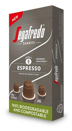 SEGAFREDO Kávékapszula, 10 db, SEGAFREDO Espresso  - Nespresso® kompatibilis biológiailag lebomló kapszula