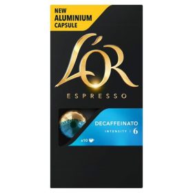   JACOBS DOUWE EGBERTS Kávékapszula, Nespresso® kompatibilis, 10 db, koffeinmentes, JACOBS DOUWE EGBERTS "L'OR Decaffeinato"