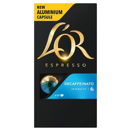 JACOBS DOUWE EGBERTS Kávékapszula, 10 db, koffeinmentes, JACOBS DOUWE EGBERTS "L'OR Decaffeinato"