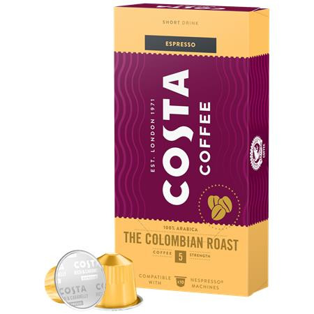 COSTA Kávékapszula, Nespresso® kompatibilis, 10 db, COSTA, "The Colombian Roast"