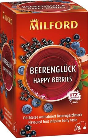 MILFORD Gyümölcstea, 20x2,5 g, MILFORD "Happy berries", bogyós gyümölcs