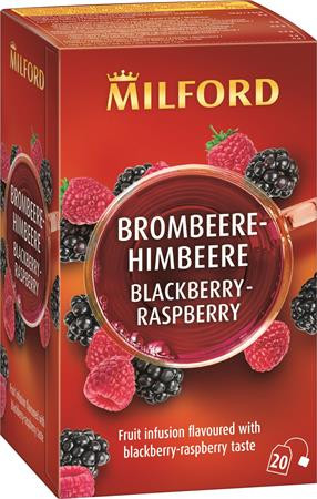 MILFORD Gyümölcstea, 20x2,5 g, MILFORD "Blackberry-raspberry", szeder-málna