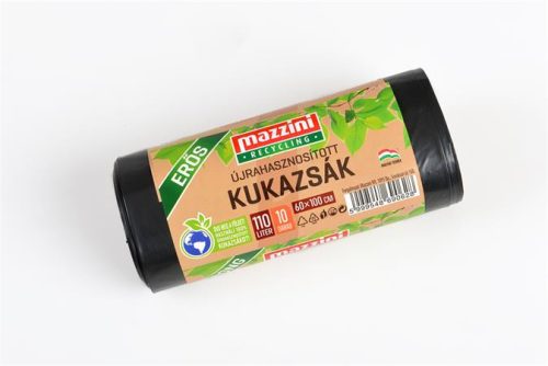 MAZZINI Szemeteszsák, újrahasznosított, erős, 110 l, 10 db, 60x100 cm, MAZZINI