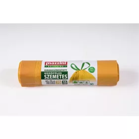   MAZZINI Szemeteszsák, újrahasznosított, húzófüles, 70 l, 15 db, 64x70 cm, 18 µ, MAZZINI, sárga