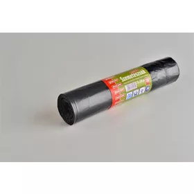   MAZZINI Szemeteszsák, újrahasznosított húzófüles, 130 l, 10 db, 75x100 cm, 32 µ, MAZZINI, fekete