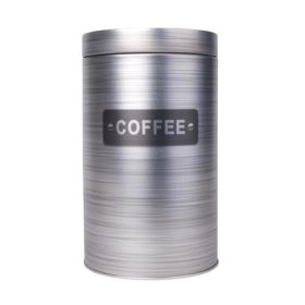 . Kávétartó doboz, fémhenger, szürke, 11x18 cm