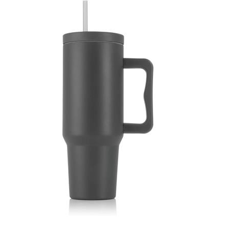 . Termoszbögre, 1,2 l,  szívószállal, füllel, szürke