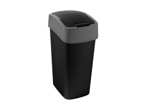 CURVER Billenős szemetes, 45 liter, CURVER "Pacific flip bin", fekete/ezüst