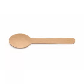 . Evőkanál, fa, egyszer használatos, 16 cm, 100 db