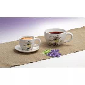 . Kávéscsésze+alj, levendula mintás, 25cl