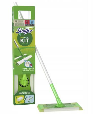 SWIFFER Kezdőkészlet, felmosó, nedves- és száraz utántöltővel, SWIFFER "Sweeper"