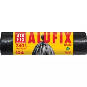   ALUFIX Szemeteszsák, 240 l, 10 db, 100x125 cm, 20 µ, ALUFIX "Economy", fekete