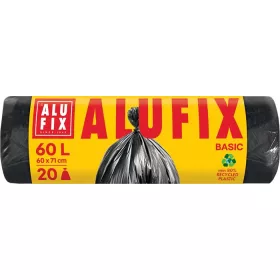   ALUFIX Szemeteszsák, 60 l, 20 db, 60x71 cm, 10 µ, ALUFIX "Economy", fekete