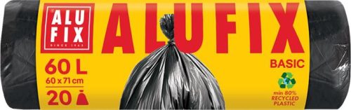 ALUFIX Szemeteszsák, 60 l, 20 db, 60x71 cm, 10 µ, ALUFIX "Economy", fekete