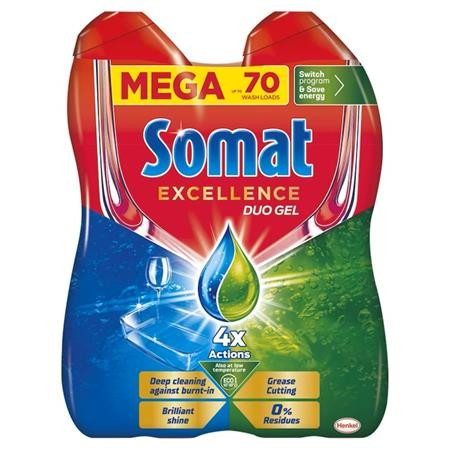 SOMAT Mosogatógép mosogatógél, duo, 2x630 ml, SOMAT "Excellence Grease Cutting"