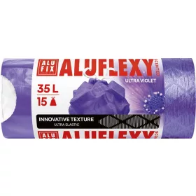  ALUFIX Szemeteszsák, zárószalagos, LDPE, illatosított, 35 l, 15 db, 53x53 cm, 20 µ, ALUFIX "Aluflexy", lila