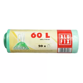   ALUFIX Szemeteszsák, zárószalagos, 60 l, 20 db, 64x71 cm, 16 µ, ALUFIX, zöld