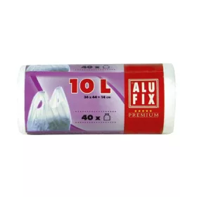  ALUFIX Szemeteszsák, köthető füllel, 10 l, 40 db, 36x44 cm, 10 µ, ALUFIX, fehér
