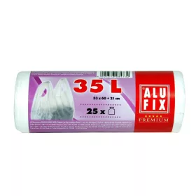   ALUFIX Szemeteszsák, köthető füllel, 35 l, 25 db, 53x60 cm, 10 µ, ALUFIX, fehér