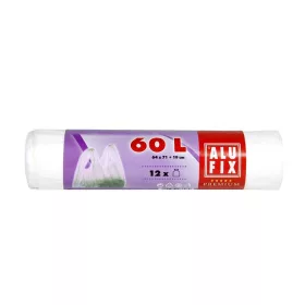   ALUFIX Szemeteszsák, köthető füllel, 60 l, 12 db, 63x71 cm, 10 µ, ALUFIX, fehér