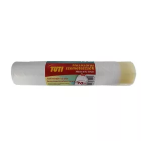   TUTI Szemeteszsák, zárószalagos, 70 l, 15 db, 64x70 cm, 19 µ, TUTI, fehér