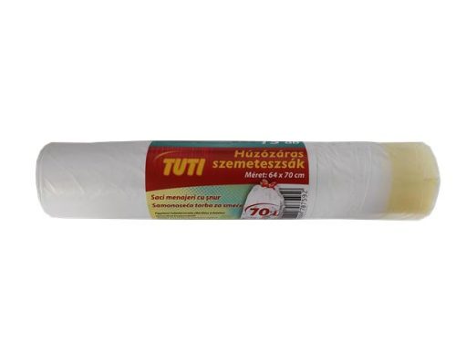 TUTI Szemeteszsák, zárószalagos, 70 l, 15 db, TUTI